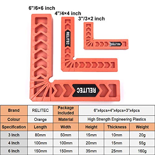 Relitec Positioning Squares, Right Angle Clamp, 90 Degree Corner C...