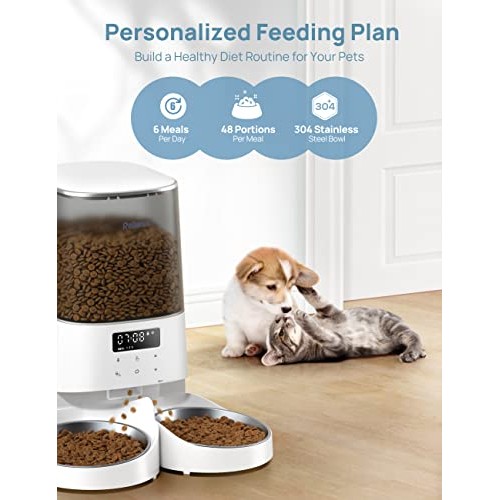 Rellorus Automatic Cat Feeders, 5L/21Cups Pet Food Dispenser for T...