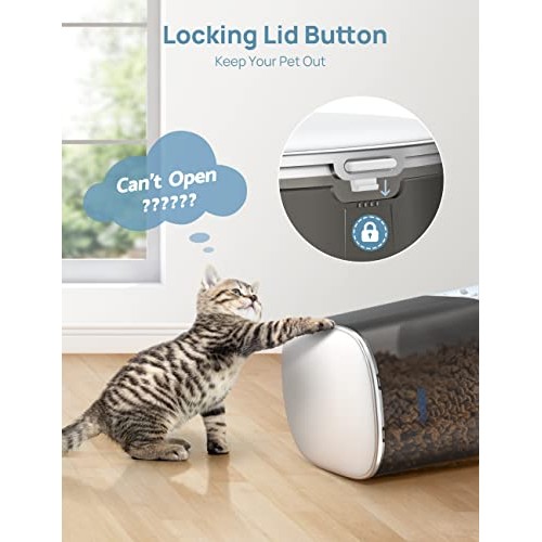Rellorus Automatic Cat Feeders, 5L/21Cups Pet Food Dispenser for T...