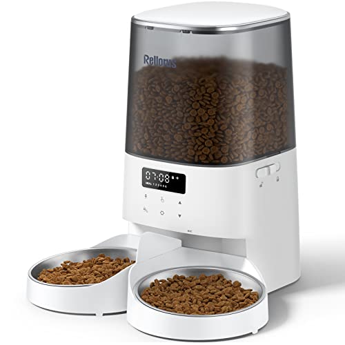 Rellorus Automatic Cat Feeders, 5L/21Cups Pet Food Dispenser for T...