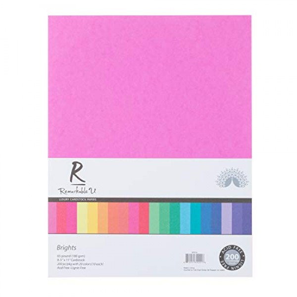 Premium Colored Cardstock Paper 8.5” x 11”, Assorted Bright Colors...
