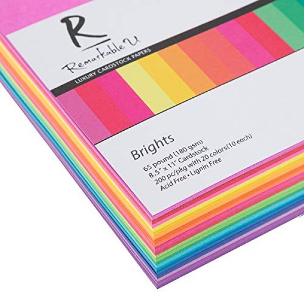 Premium Colored Cardstock Paper 8.5” x 11”, Assorted Bright Colors...