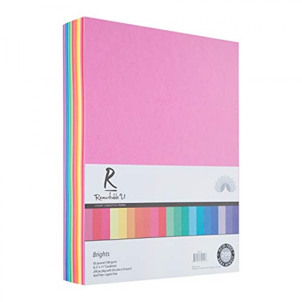 Premium Colored Cardstock Paper 8.5” x 11”, Assorted Bright Colors...