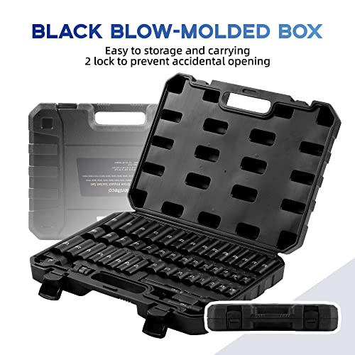 Reniteco 48-Piece 3/8 Drive Socket Set, SAE 5/16-3/4 & Metric...