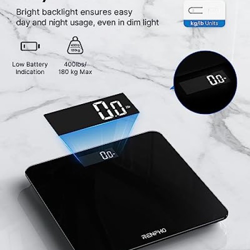 RENPHO Digital Bathroom Scale, Highly Accurate Body Weight Scale w...