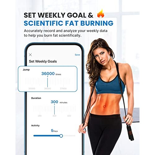 RENPHO Smart Jump Rope, Fitness Skipping Rope with APP Data Analys...