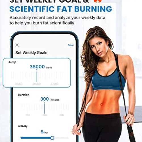 RENPHO Smart Jump Rope, Fitness Skipping Rope with APP Data Analys...