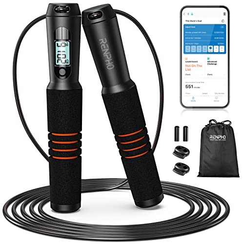 RENPHO Smart Jump Rope, Fitness Skipping Rope with APP Data Analys...