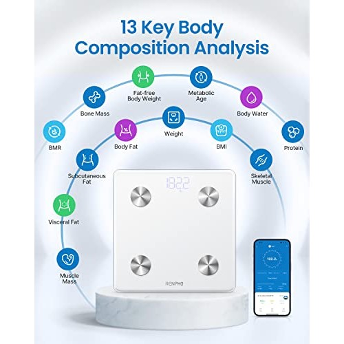 RENPHO Smart Scale, Body Fat Scale, Digital Bathroom Scale for Bod...