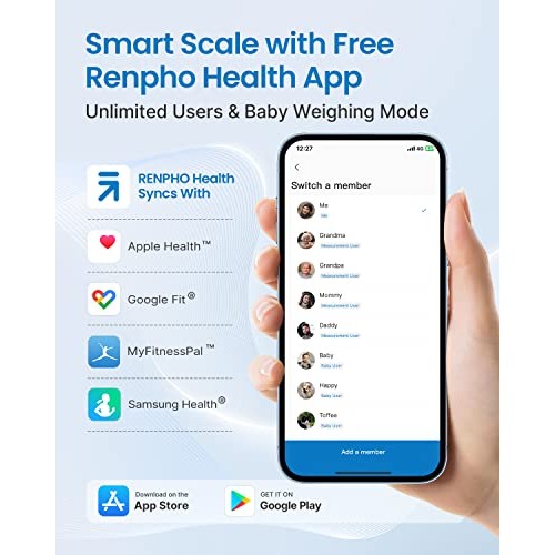 RENPHO Smart Scale, Body Fat Scale, Digital Bathroom Scale for Bod...