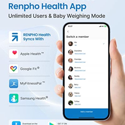 RENPHO Smart Scale, Body Fat Scale, Digital Bathroom Scale for Bod...