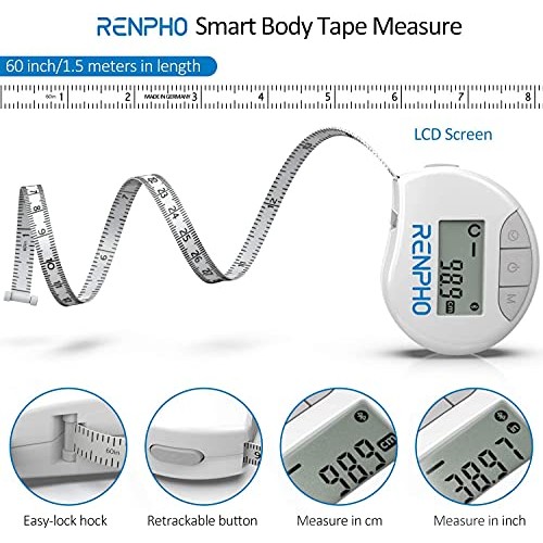 RENPHO Smart Tape Measure Body with App Bluetooth Measuring Tapes ...