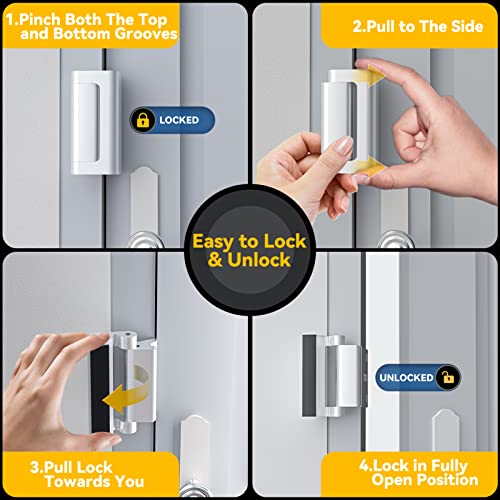2 Pack Home Security Door Lock Withstand 800 lbs for Inward Swingi...