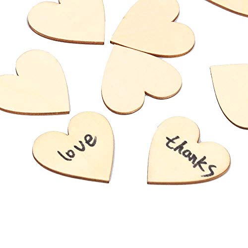 RERIVER 2-Inch Wood Heart 100pcs Blank Unfinished Wooden Slices Di...