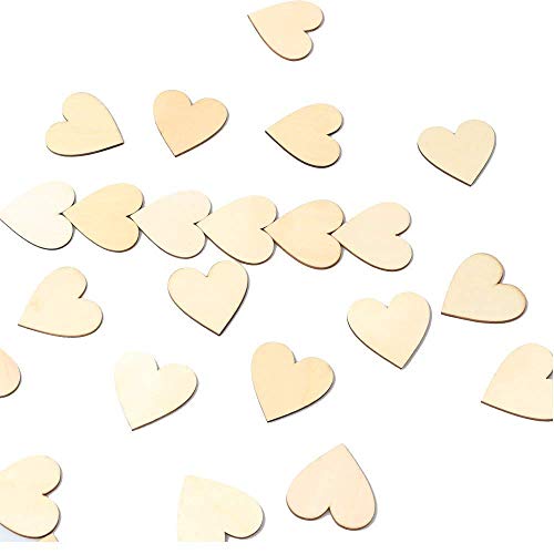 RERIVER 2-Inch Wood Heart 100pcs Blank Unfinished Wooden Slices Di...