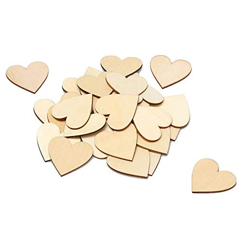 RERIVER 2-Inch Wood Heart 100pcs Blank Unfinished Wooden Slices Di...