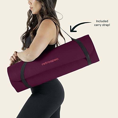 Retrospec Solana Yoga Mat 1/2 Thick w/Nylon Strap for Men & Women...