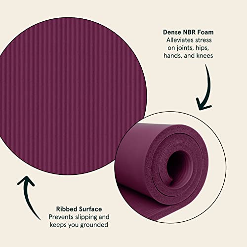 Retrospec Solana Yoga Mat 1 Thick w/Nylon Strap for Men & Women -...