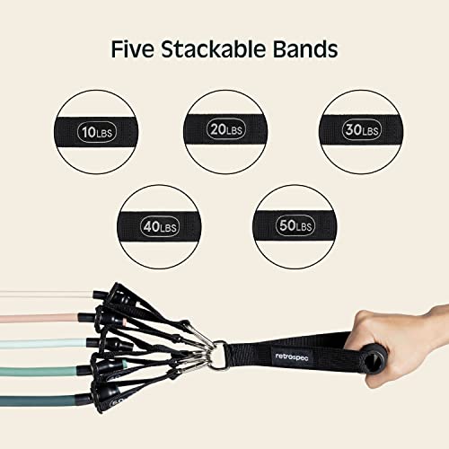 Retrospec Train Resistance Bands Set 5pc Workout Bands w/ Handle...