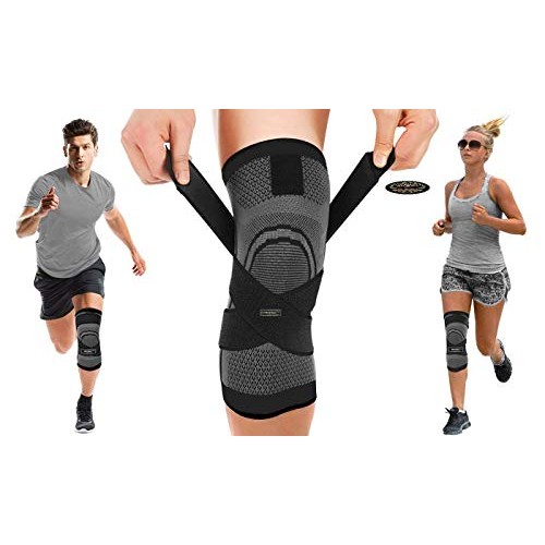 Knee Brace Compression Sleeve Support DCF Cross Wraps Anti-Slip Fi...