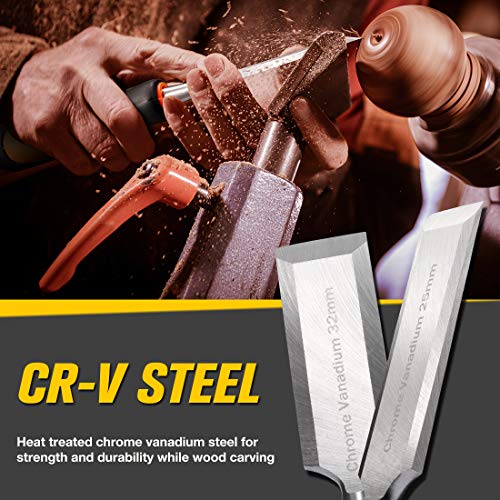 REXBETI 10pc Premium Wood Chisel Set, 6pcs Wood Chisel with 1 Honi...