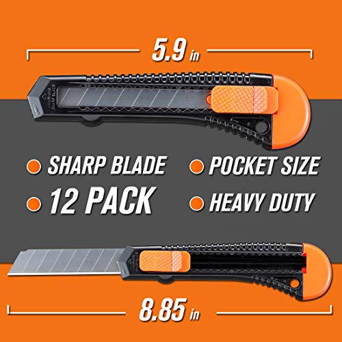 REXBETI 12-Pack Utility Knife, Retractable Box Cutter for Cartons,...