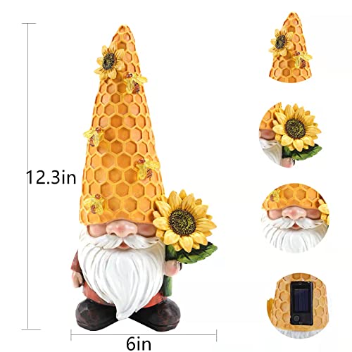 REYISO 12.3 Solar Gnomes Garden Statues-Resin Summer Gnomes Figu...