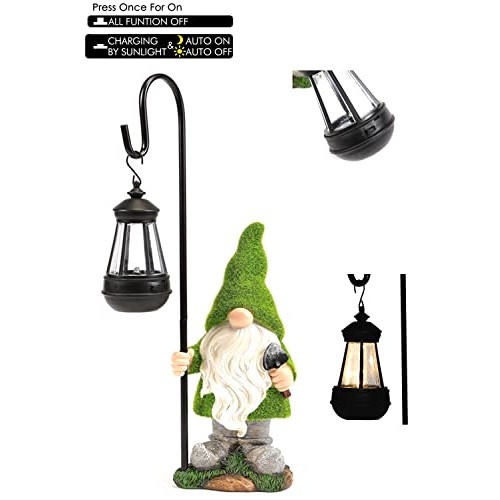 REYISO 12IN Solar Outdoor Gnomes Garden Statues Clearance - Funny ...