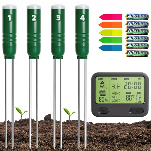 Reyke Soil Moisture Meter for Plants, 4-in-1 Soil Tester for Moist...