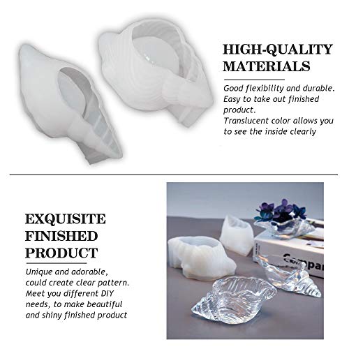 2PCS Silicone Conch Shaped Tray Mold Creative Sea Snail Epoxy Resi...