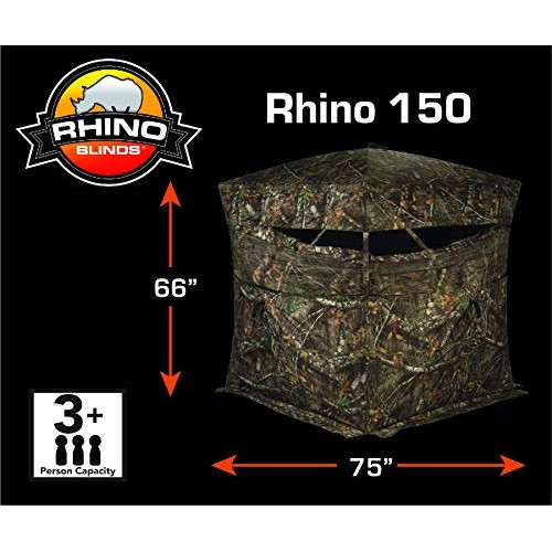 RHINO Blinds R150-RTE 3 Person Hunting Ground Blind, Realtree Edge