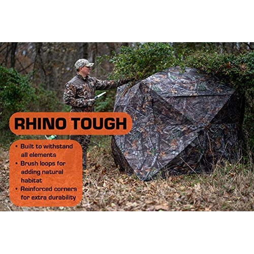 RHINO Blinds R150-RTE 3 Person Hunting Ground Blind, Realtree Edge
