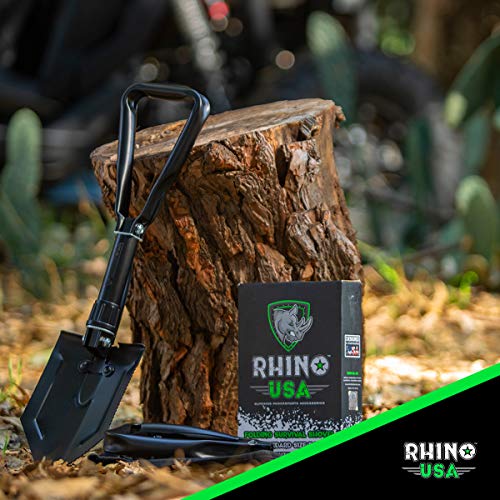 RHINO USA Folding Survival Shovel w/Pick - Heavy Duty Carbon Steel...