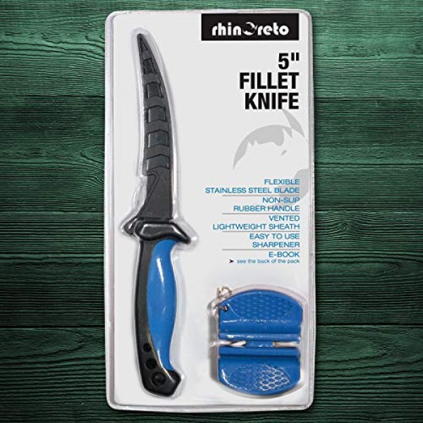 Rhinoreto Fillet Knife Fishing. Flexible Stainless Steel Blade