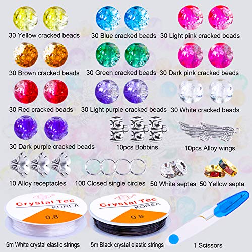 Rhoxshy 530+ PCS 10mm Charms Crackle Lampwork Glass Beads for Jewe...