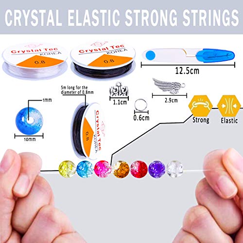 Rhoxshy 530+ PCS 10mm Charms Crackle Lampwork Glass Beads for Jewe...