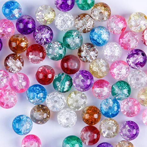 Rhoxshy 530+ PCS 10mm Charms Crackle Lampwork Glass Beads for Jewe...