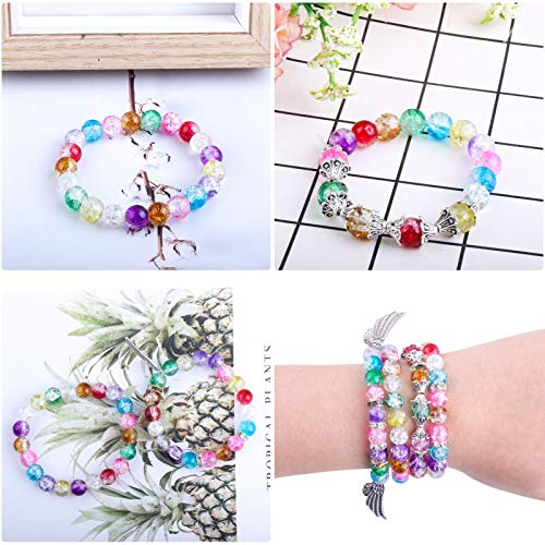 Rhoxshy 530+ PCS 10mm Charms Crackle Lampwork Glass Beads for Jewe...