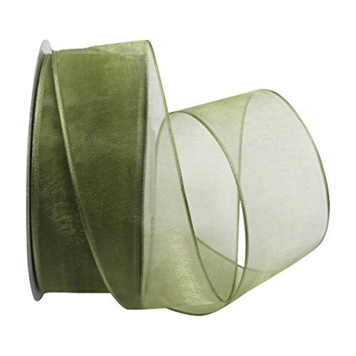 Ribbon Bazaar Wired Sheer Organza 1-1/2 inch Moss 25 Yards Ribbon