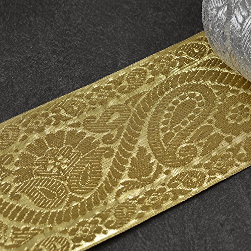 Ribbon 4-Yards 3 Metallic Jacquard Trim, SMB-76 Gold