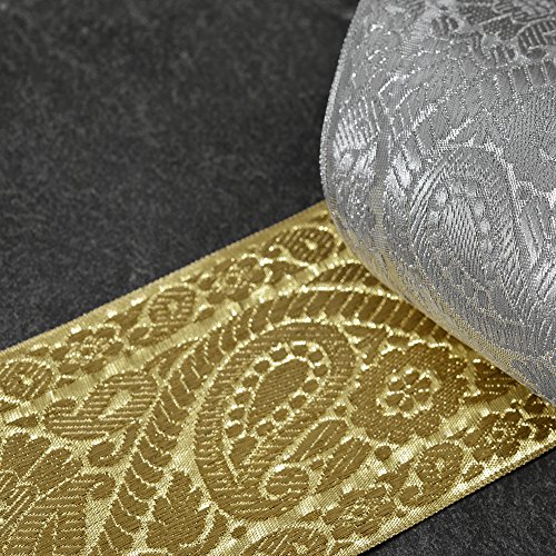 Ribbon 4-Yards 3 Metallic Jacquard Trim, SMB-76 Gold