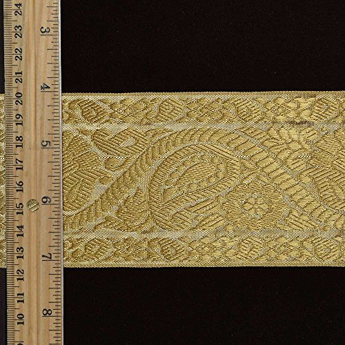Ribbon 4-Yards 3 Metallic Jacquard Trim, SMB-76 Gold