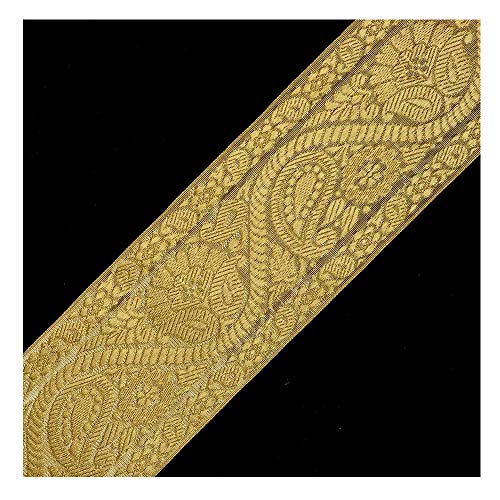 Ribbon 4-Yards 3 Metallic Jacquard Trim, SMB-76 Gold