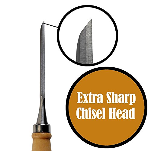 RICE Professional Wood Carving Chisel Set - 12 Piece Sharp Woodwor...