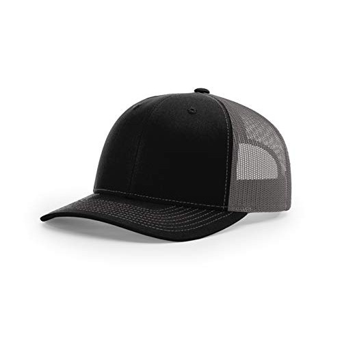 Richardson 112 Mesh Back Trucker Cap Snapback Hat, Black / Charcoa...