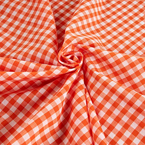 Richland Textiles Wide Width 1/4 Gingham Check Fabric, Orange, F...