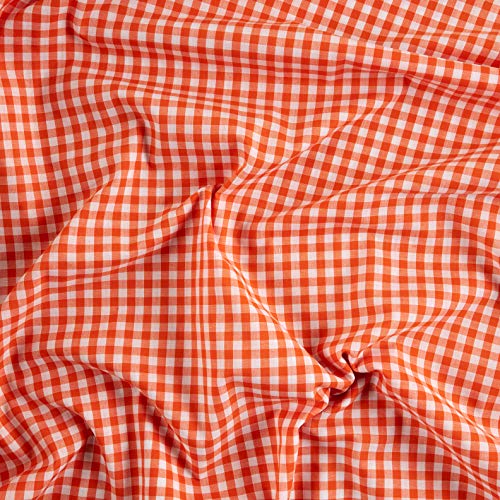 Richland Textiles Wide Width 1/4 Gingham Check Fabric, Orange, F...
