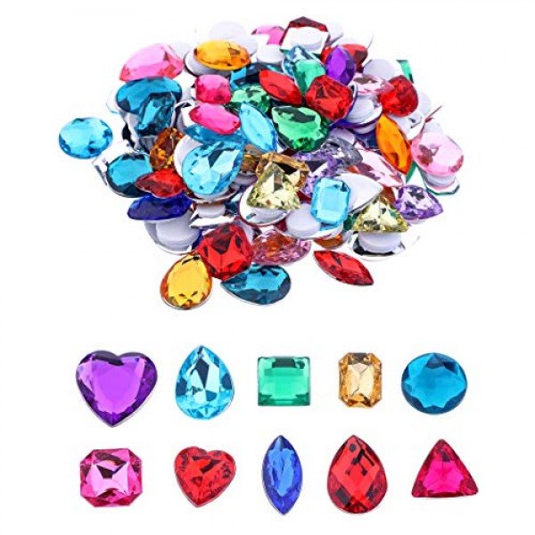 Craft Gemstone Acrylic Flatback Rhinestones Jewels for Crafting  Embellishments Gems, 6 Shapes, 6-13mm,600pcs 