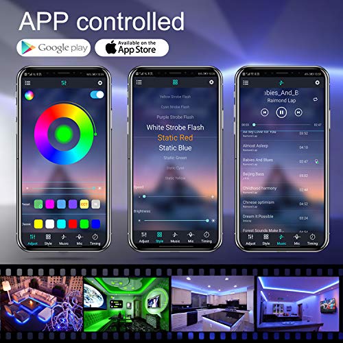 LED Strip Lights,Bluetooth Music LED Light Strip,32.8ft RGB LED Li...