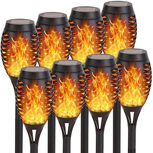 RIDALUX Upgraded Solar Outdoor Lights, 8 Pack Solar Torches Lights...